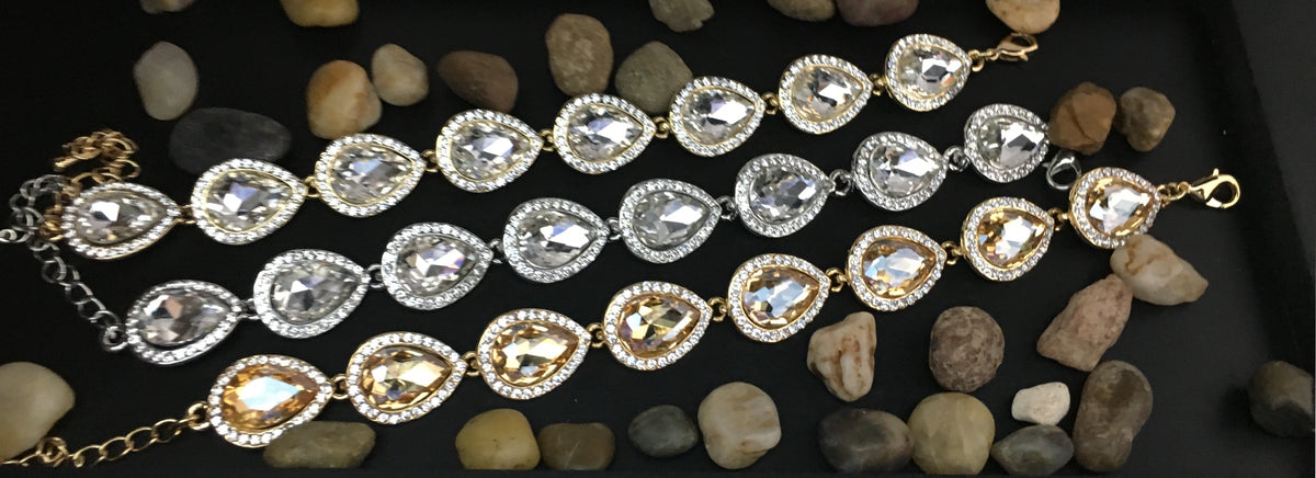Crystal Teardrop Shape Rose Gold Crystal Bracelet | Bellaire Wholesale
