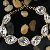 Crystal Teardrop Shape Gold Bridal Bracelet | Bellaire Wholesale