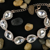 Crystal Teardrop Shape Rose Gold Crystal Bracelet | Bellaire Wholesale