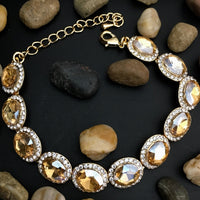 Fancy Oval Gold with Gold Stone Bridal Bracelet | Bellaire Wholesale