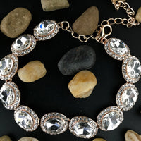 Crystal Oval Shape Rose Gold Bridal Bracelet | Bellaire Wholesale