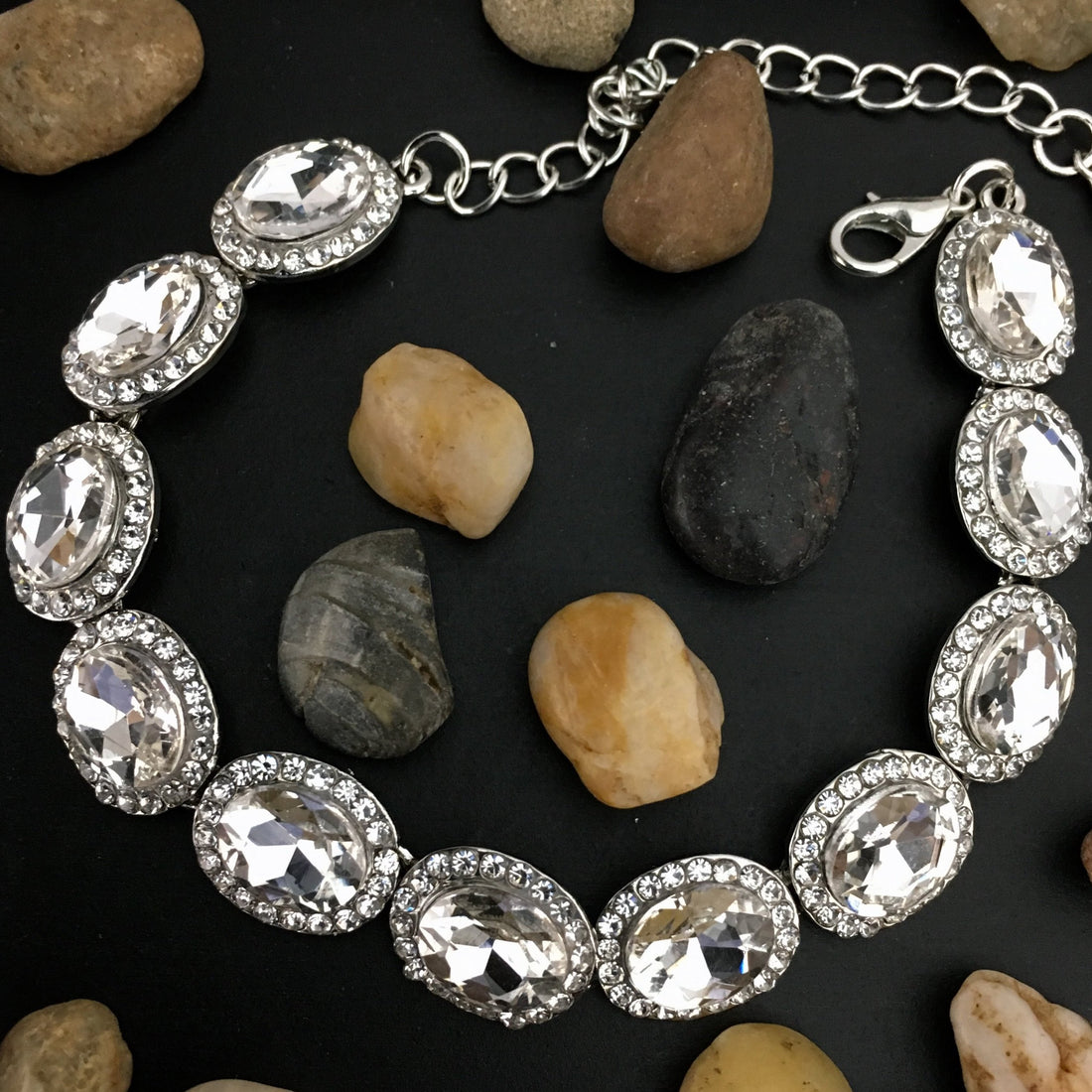 Crystal Oval Shape Silver Bridal Bracelet | Bellaire Wholesale
