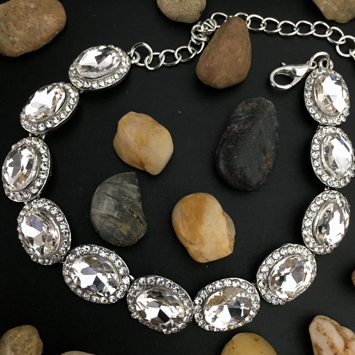 Crystal Oval Shape Silver Bridal Bracelet | Bellaire Wholesale
