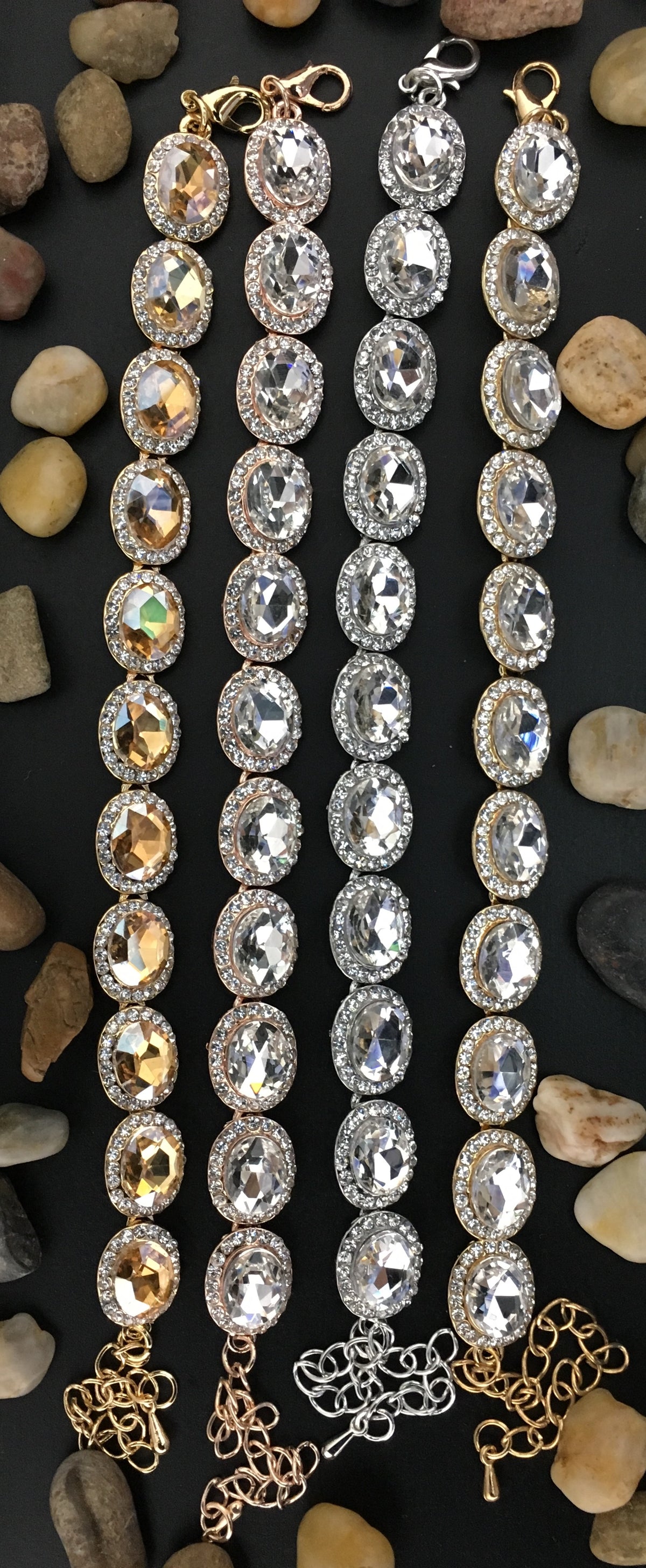 Crystal Oval Shape Silver Bridal Bracelet | Bellaire Wholesale