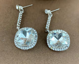 Crystal Diamond shape Earrings, Silver | Bellaire Wholesale