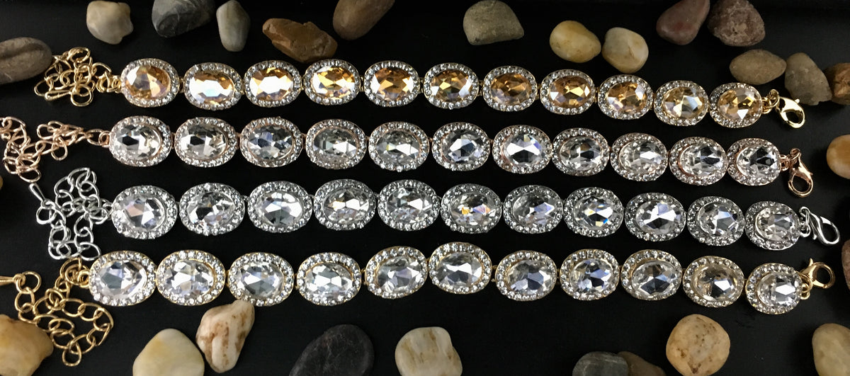 Crystal Oval Shape Silver Bridal Bracelet | Bellaire Wholesale