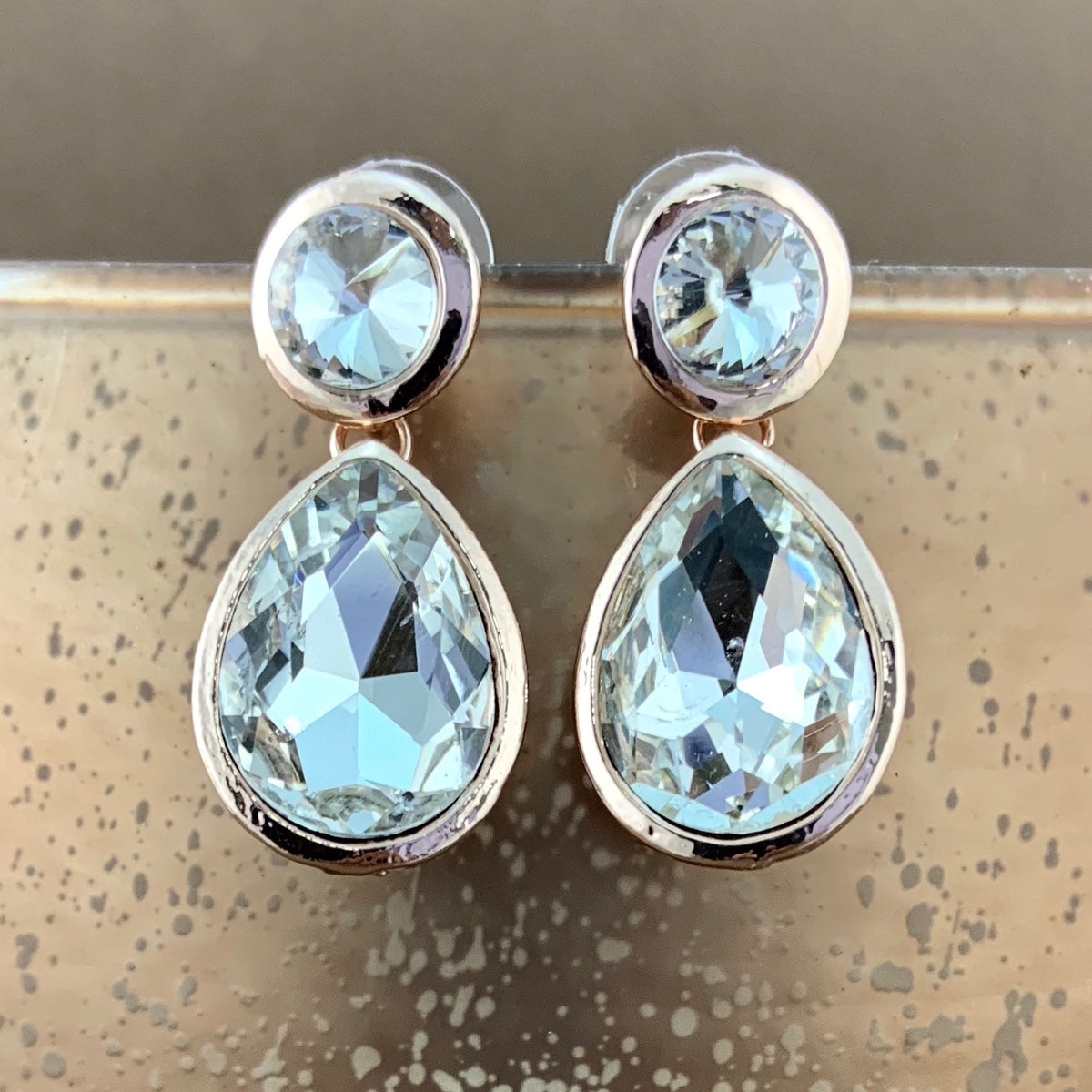 Crystal Plain Teardrop Earrings, Rose Gold | Bellaire Wholesale