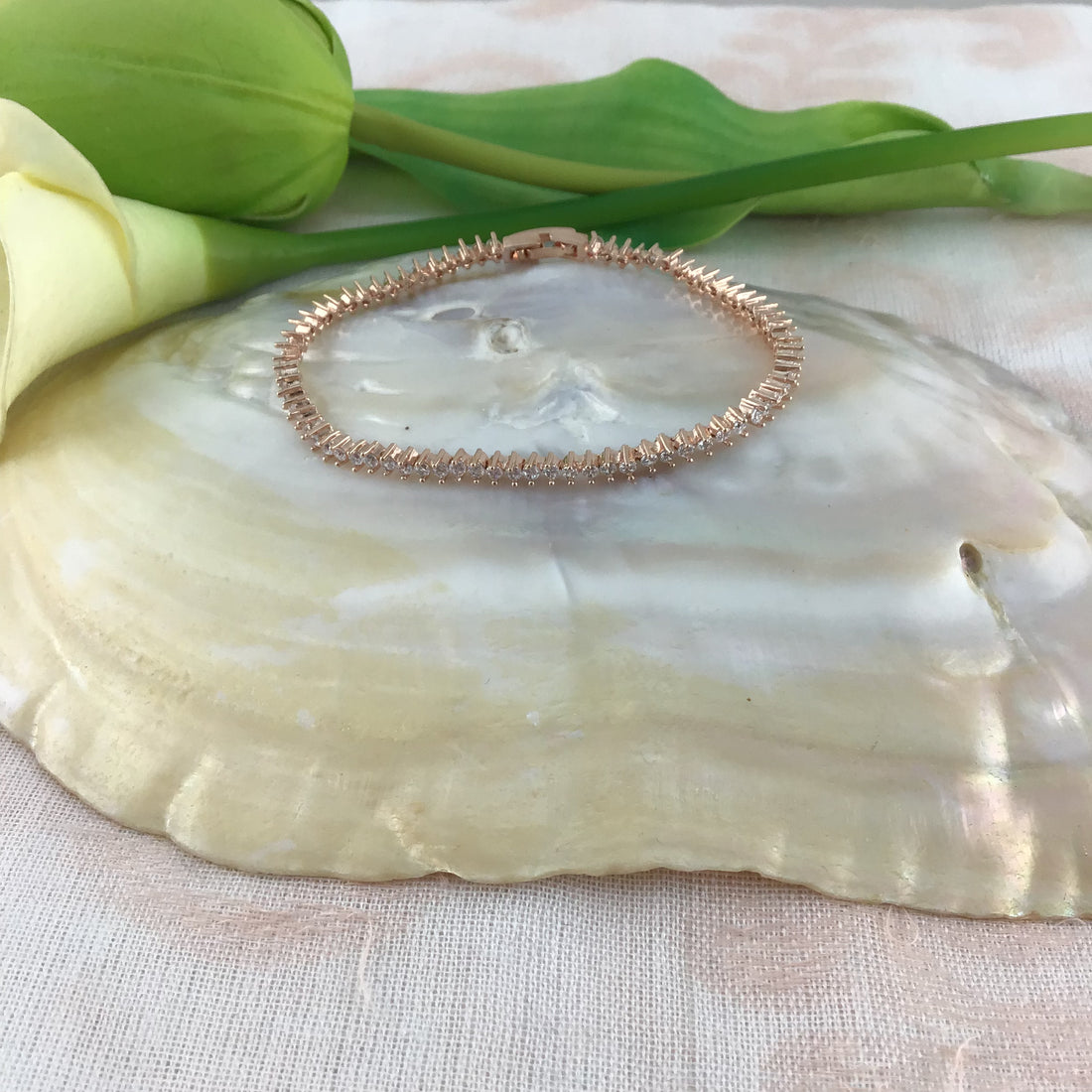 Rose Gold Cubic Zirconia Bracelet.,Bridal  Bracelet | Bellaire Wholesale
