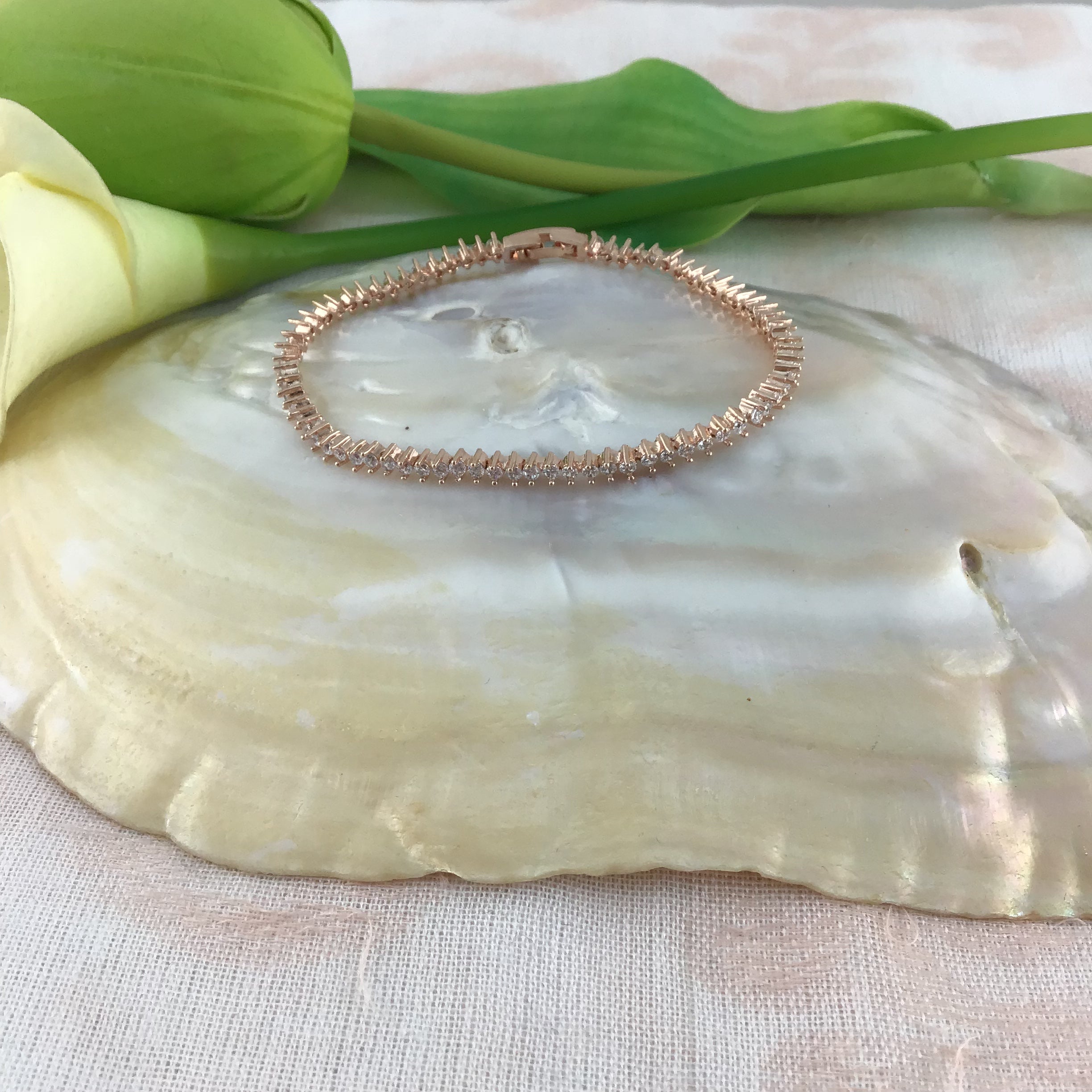 Rose Gold Cubic Zirconia Bracelet.,Bridal  Bracelet | Bellaire Wholesale