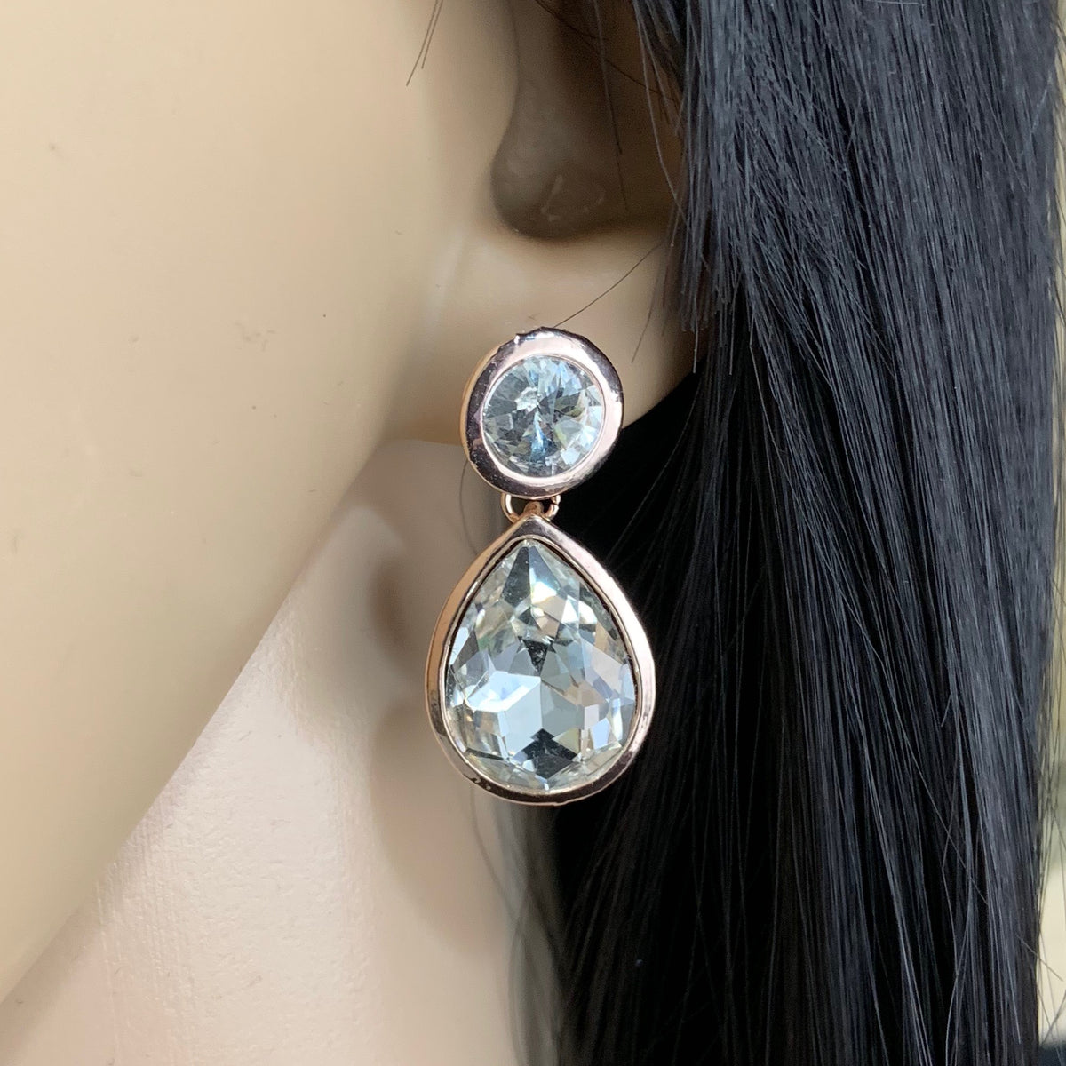Crystal Plain Teardrop Earrings, Rose Gold | Bellaire Wholesale