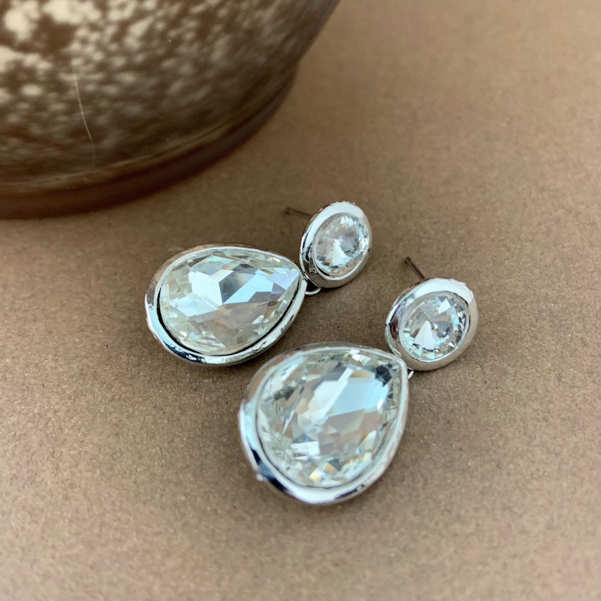 Crystal Plain Teardrop Earrings, Silver | Bellaire Wholesale