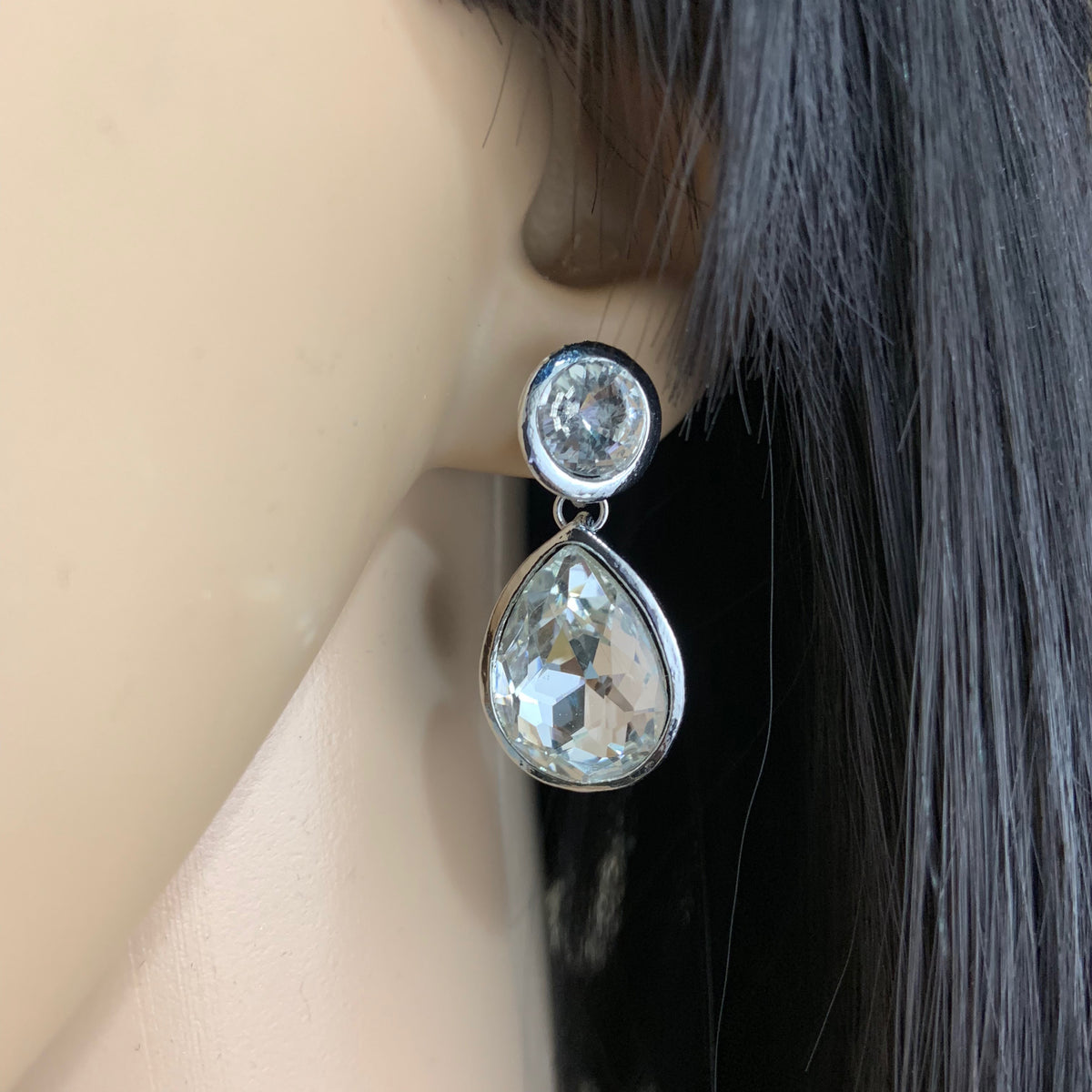 Crystal Plain Teardrop Earrings, Silver | Bellaire Wholesale