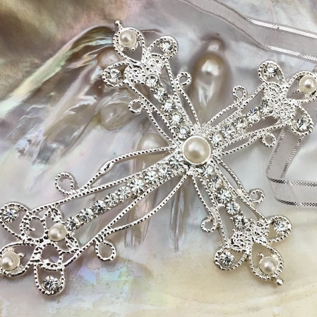 Pearl Cross with Ribbon, Big Pearl Cross | Bellaire Wholesale