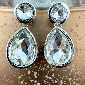 Crystal Plain Teardrop Earrings, Silver | Bellaire Wholesale