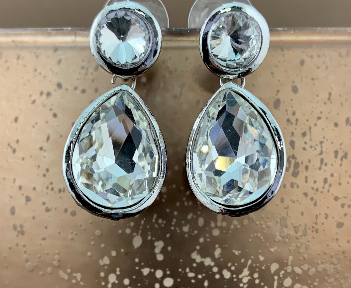 Crystal Plain Teardrop Earrings, Silver | Bellaire Wholesale