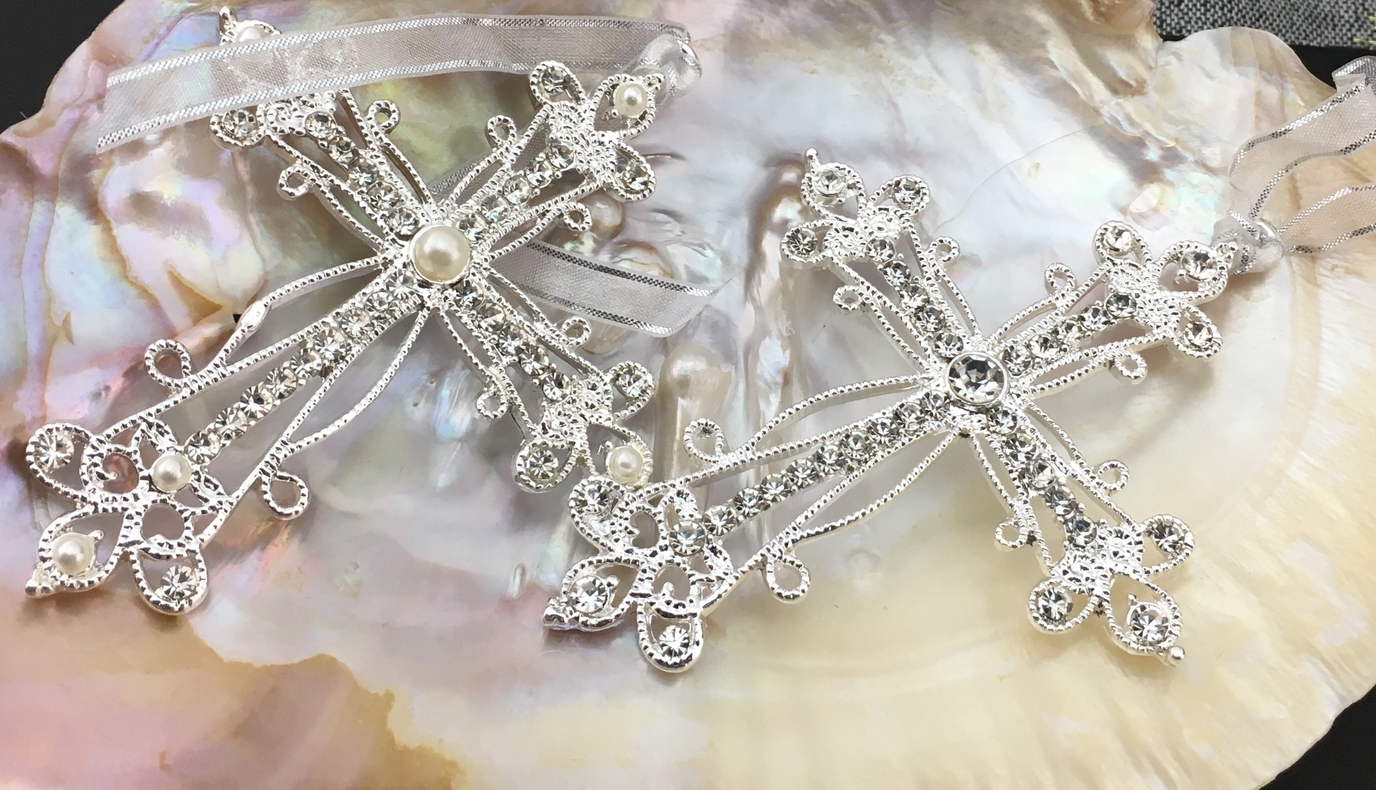 Pearl Cross with Ribbon, Big Pearl Cross | Bellaire Wholesale