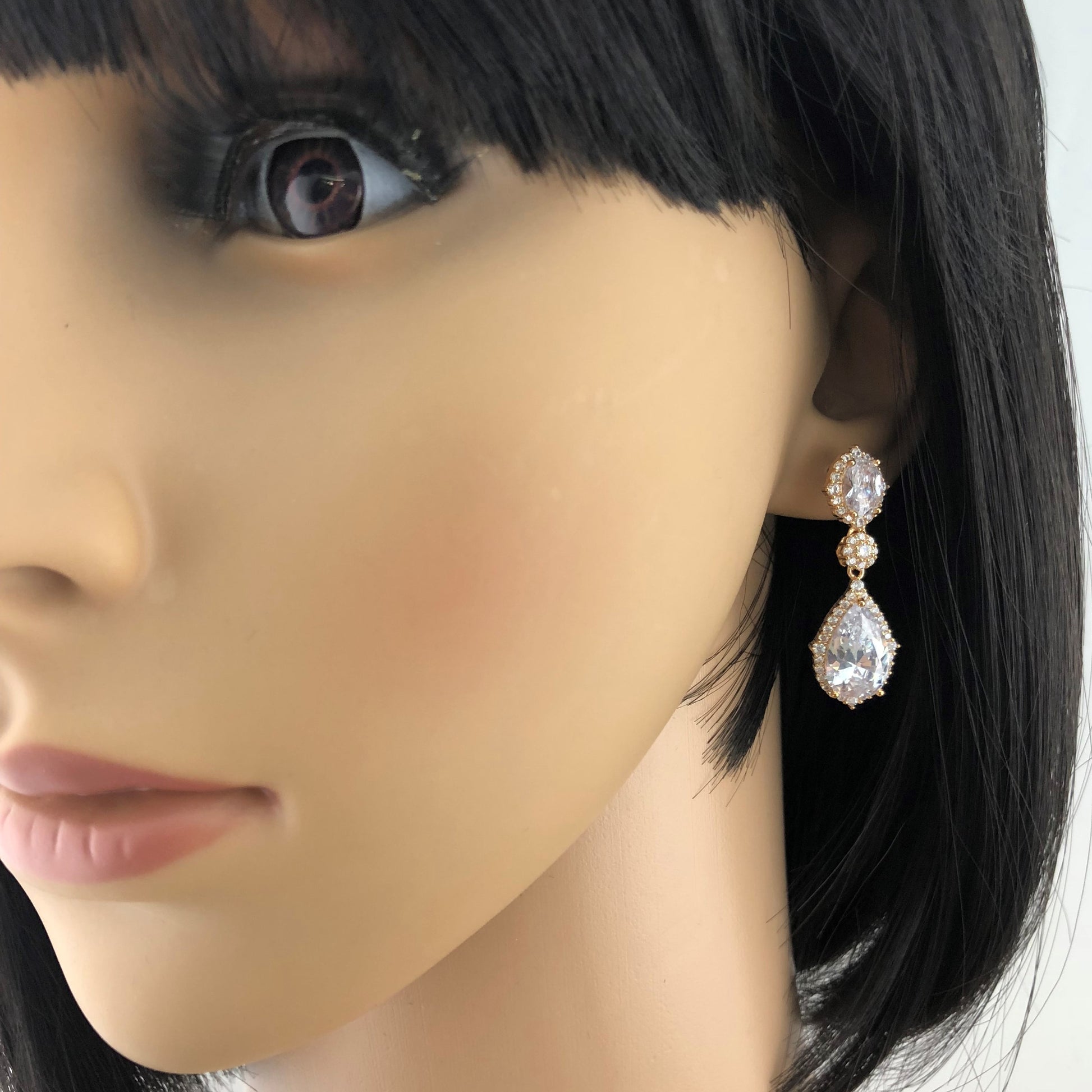 Bridal Cubic Zirconia Earrings, 18K Plated | Bellaire Wholesale