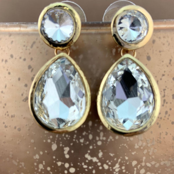 Crystal Plain Teardrop Earrings, Gold | Bellaire Wholesale