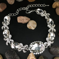 Crystal Fancy Oval Shape Silver Bridal Bracelet | Bellaire Wholesale