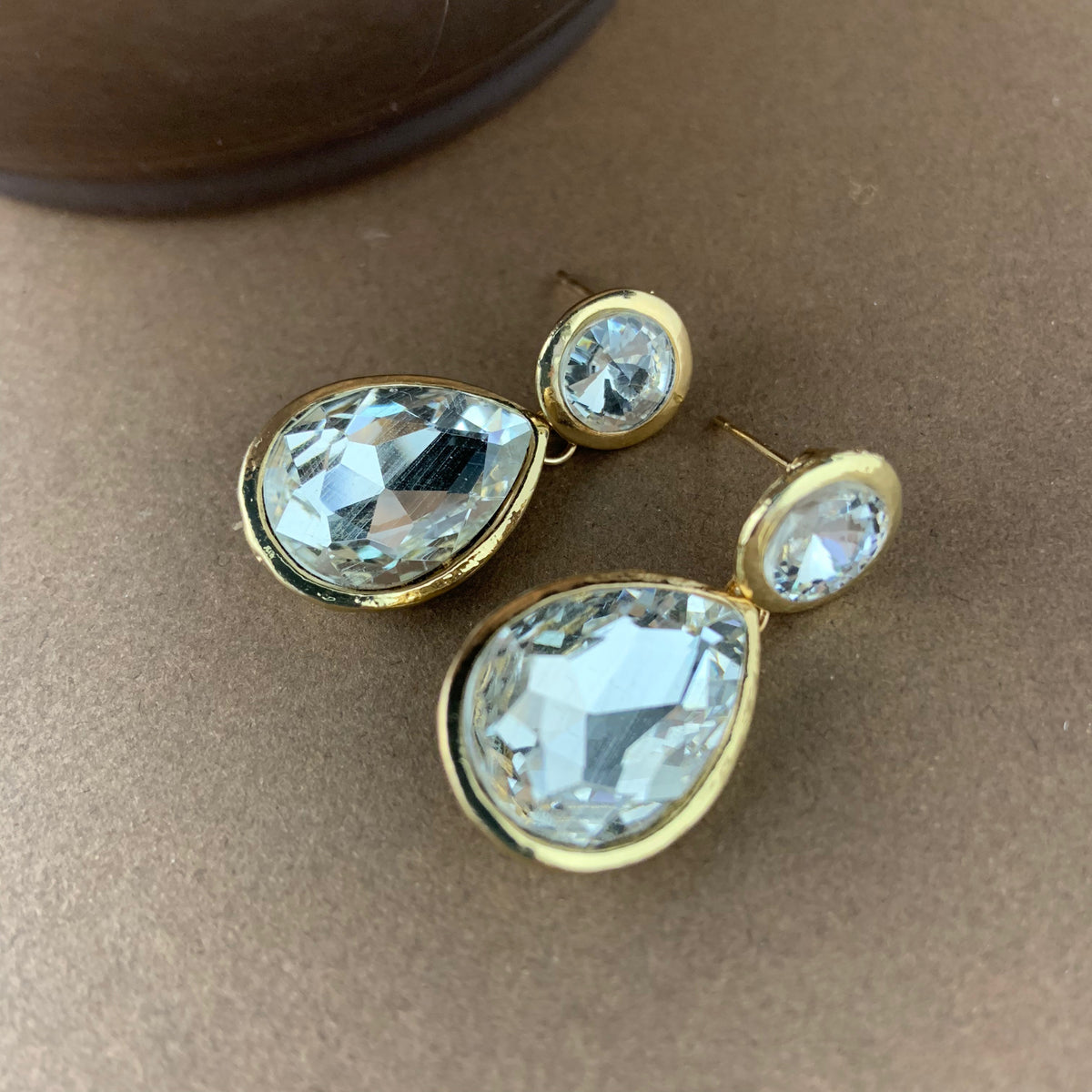 Crystal Plain Teardrop Earrings, Gold | Bellaire Wholesale