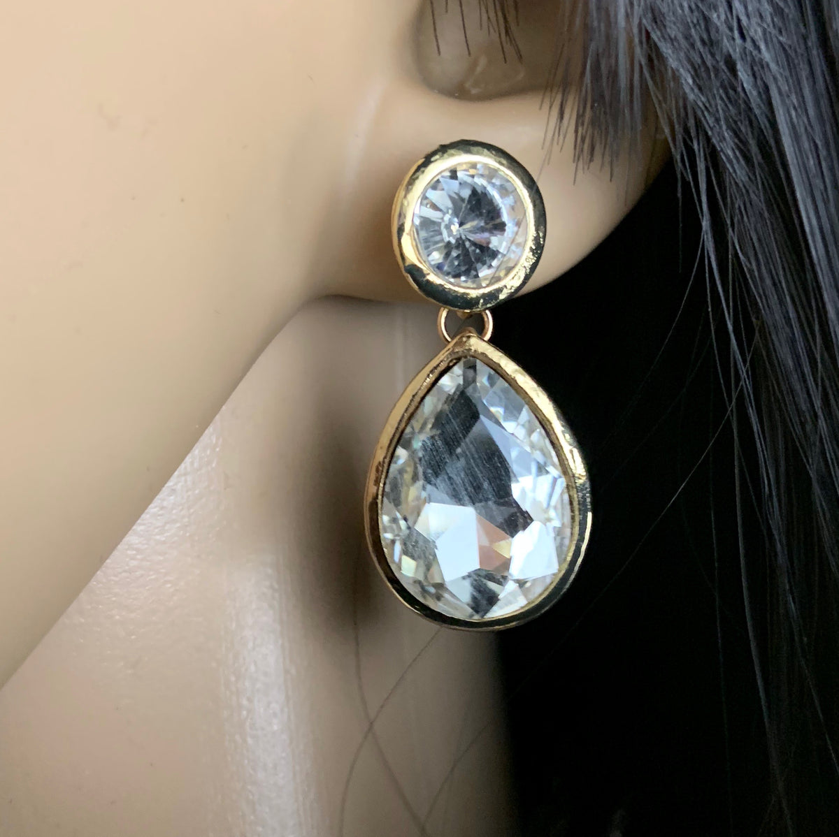 Crystal Plain Teardrop Earrings, Gold | Bellaire Wholesale