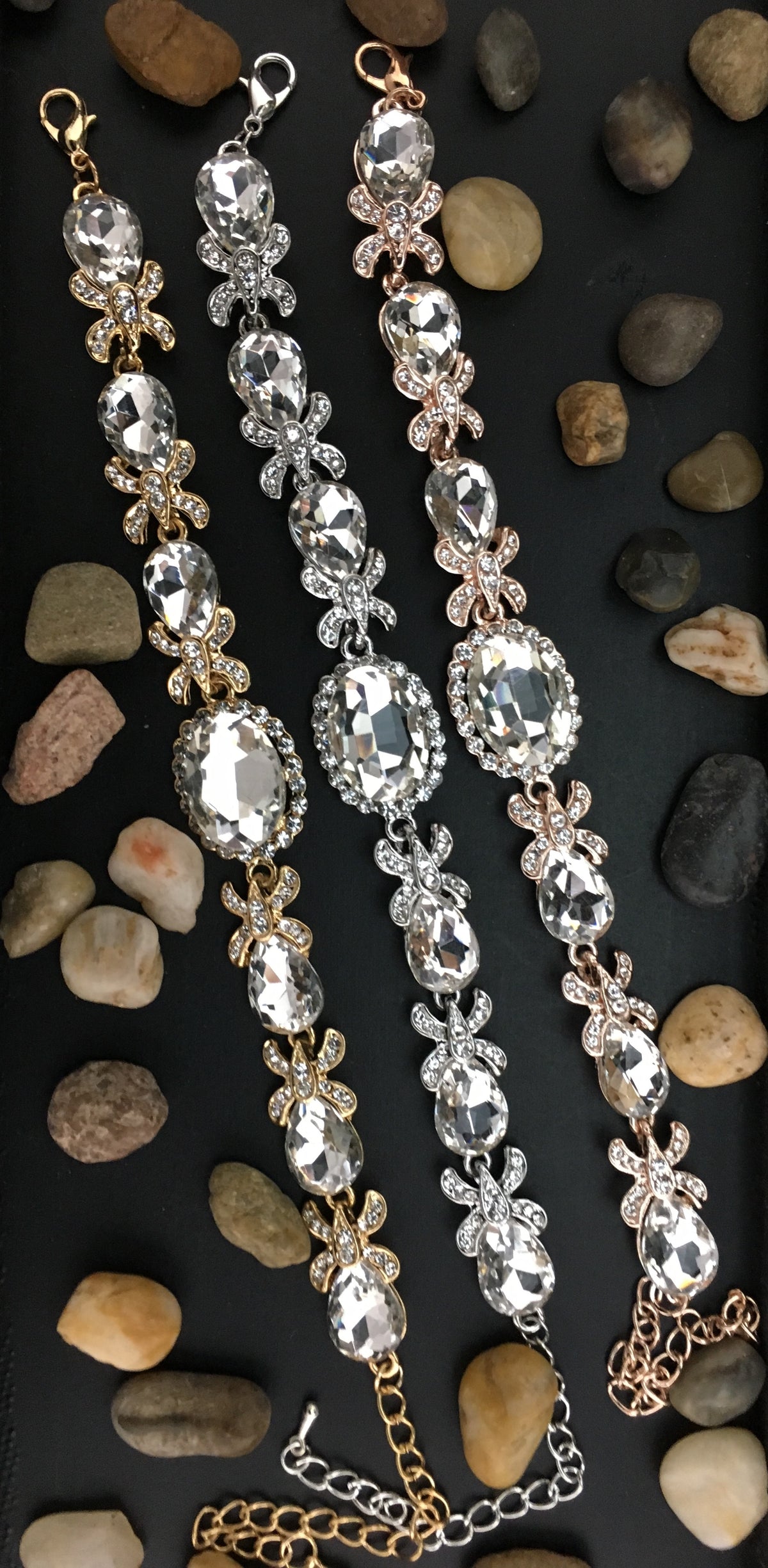 Crystal Fancy Oval Shape Silver Bridal Bracelet | Bellaire Wholesale