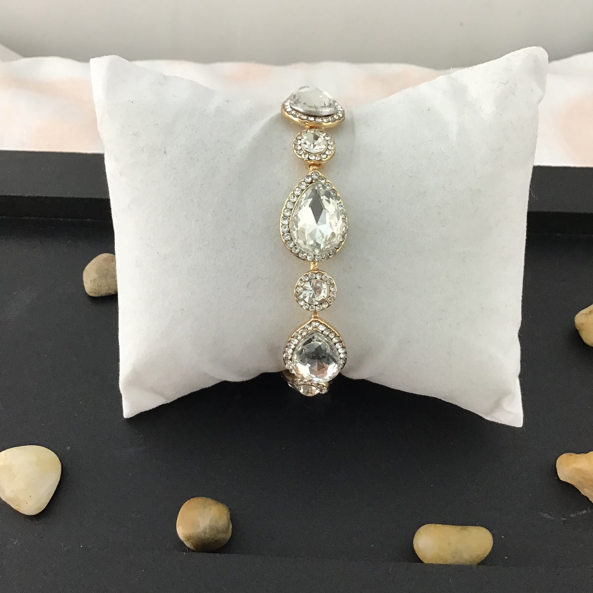 Teardrop Shape Gold Crystal Bracelet | Bellaire Wholesale