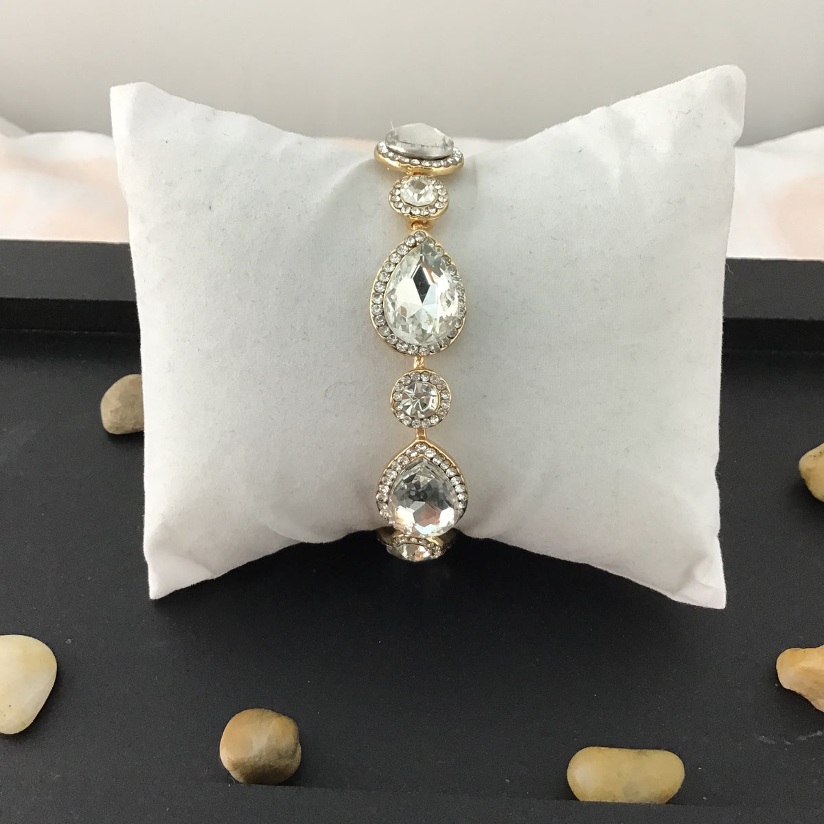 Teardrop Shape Gold Crystal Bracelet | Bellaire Wholesale