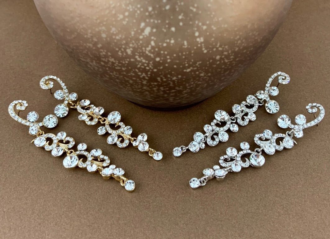 Designer Inspired Crystal Earrings, Gold | Bellaire Wholesale