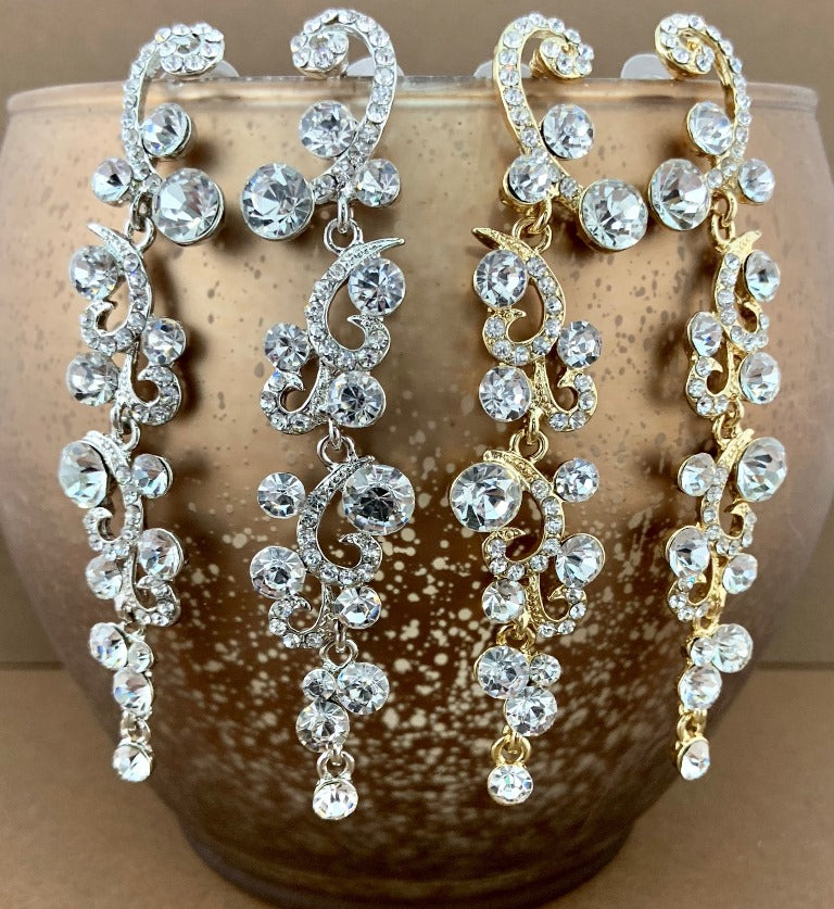 Designer Inspired Crystal Earrings, Gold | Bellaire Wholesale
