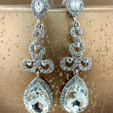 Crystal Teardrop Earrings, Silver | Bellaire Wholesale