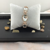 Crystal FancyOval Shape Rose Gold Bridal Bracelet | BellaireWholesale
