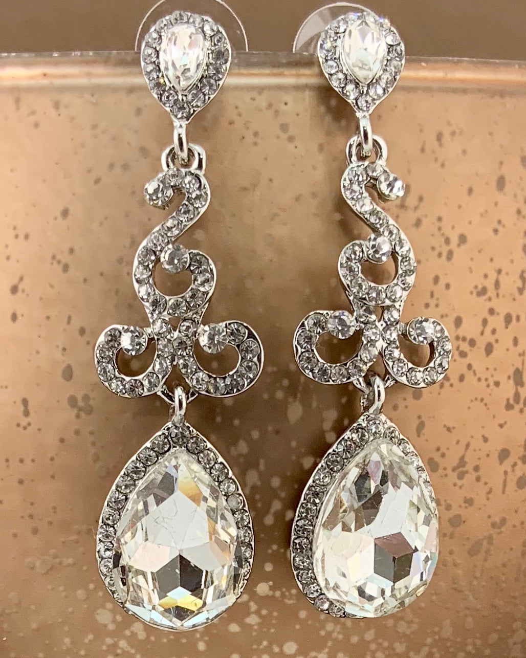 Crystal Teardrop Earrings, Silver | Bellaire Wholesale