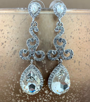 Crystal Teardrop Earrings, Silver | Bellaire Wholesale
