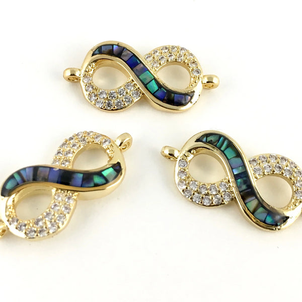 CZ Pave Infinity Connector, Gold | Bellaire Wholesale
