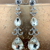 Crystal Designer Teardrop Earrings, Silver | Bellaire Wholesale