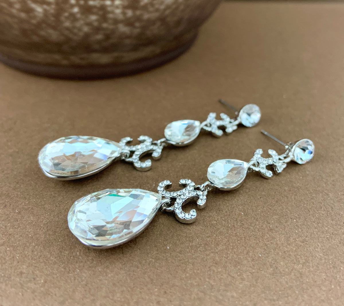 Crystal Designer Teardrop Earrings, Silver | Bellaire Wholesale