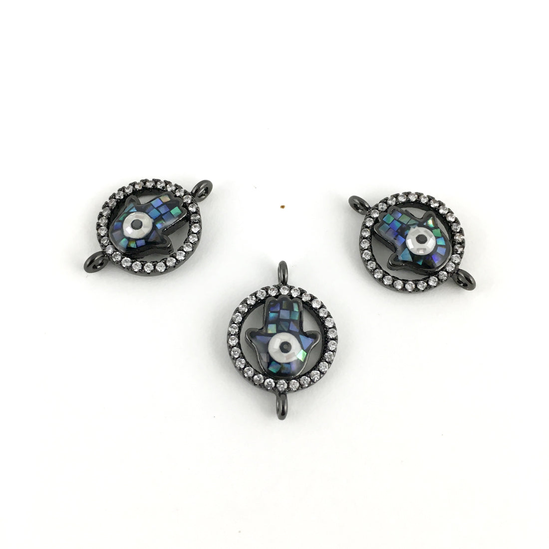 Protective Hand CZ Pave Hamsa Connector, Gunmetal | Bellaire Wholesale