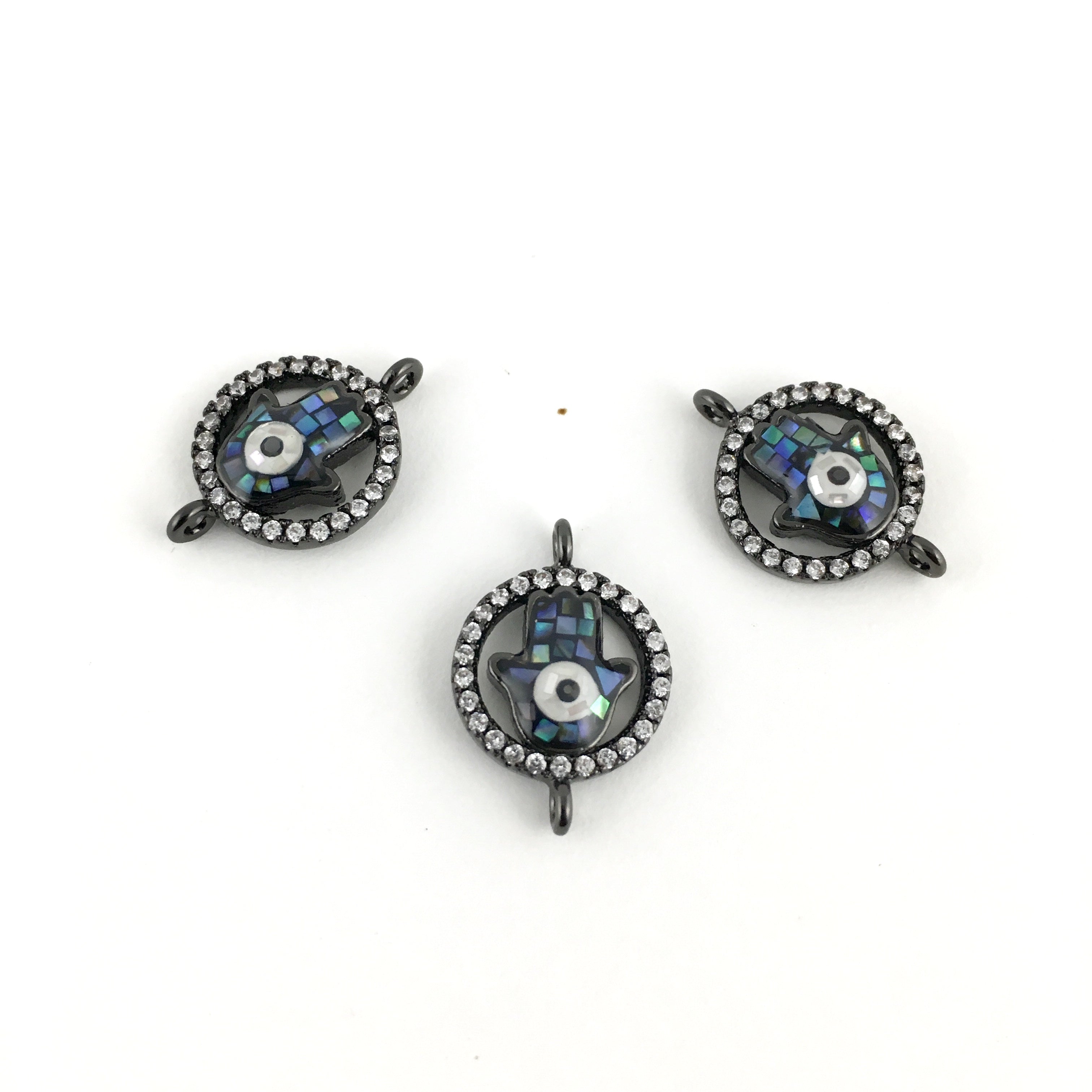 Protective Hand CZ Pave Hamsa Connector, Gunmetal | Bellaire Wholesale