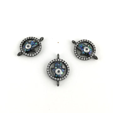 Protective Hand CZ Pave Hamsa Connector, Gunmetal | Bellaire Wholesale