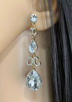 Crystal Designer Inspired Teardrop Earrings, Gold | Bellaire Wholesale