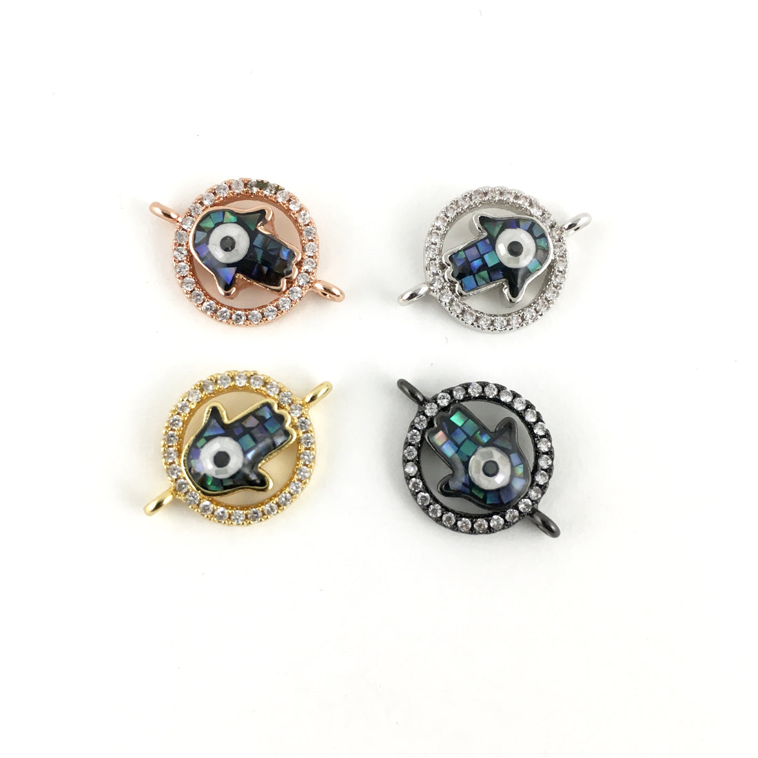 Protective Hand CZ Pave Hamsa Connector, Gold | Bellaire Wholesale