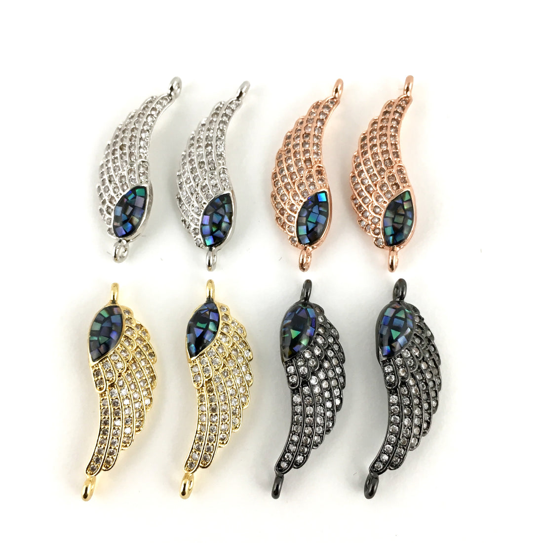 Angel Wing CZ Pave Connector, Rose Gold | Bellaire Wholesale
