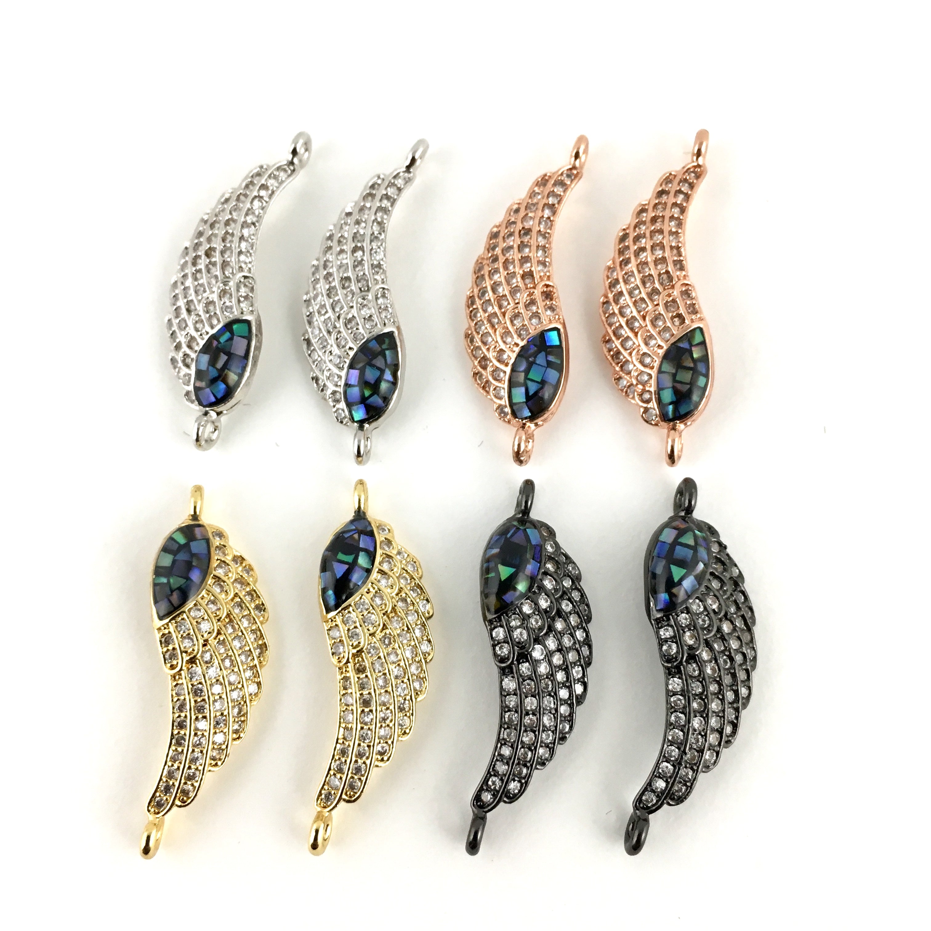 Angel Wing CZ Pave Connector, Gold | Bellaire Wholesale