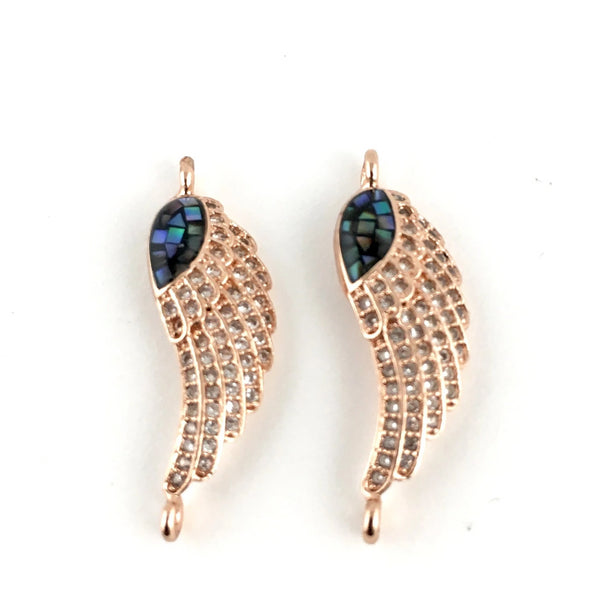 Angel Wing CZ Pave Connector, Rose Gold | Bellaire Wholesale