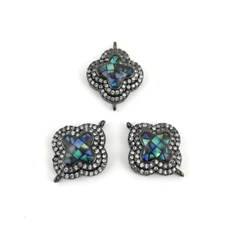 Clover Shape CZ Pave Connector, Gunmetal | Bellaire Wholesale