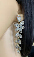 Flower Designer Inspired Crystal Earrings, Gold | Bellaire Wholesale