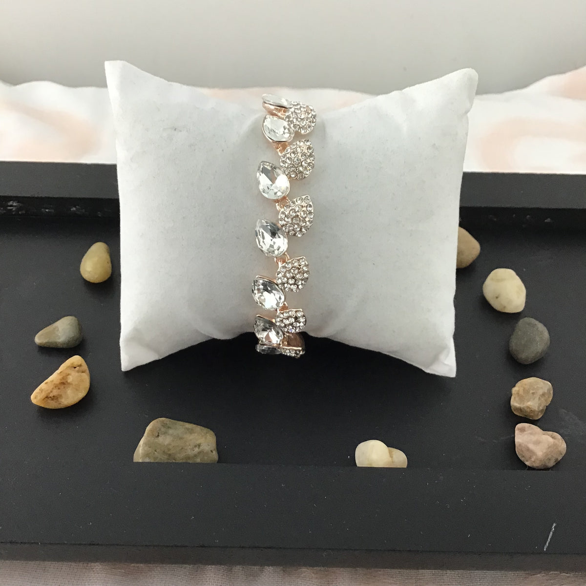 Elegant Leaf Shape Rose Gold Bridal Bracelet | Bellaire Wholesale