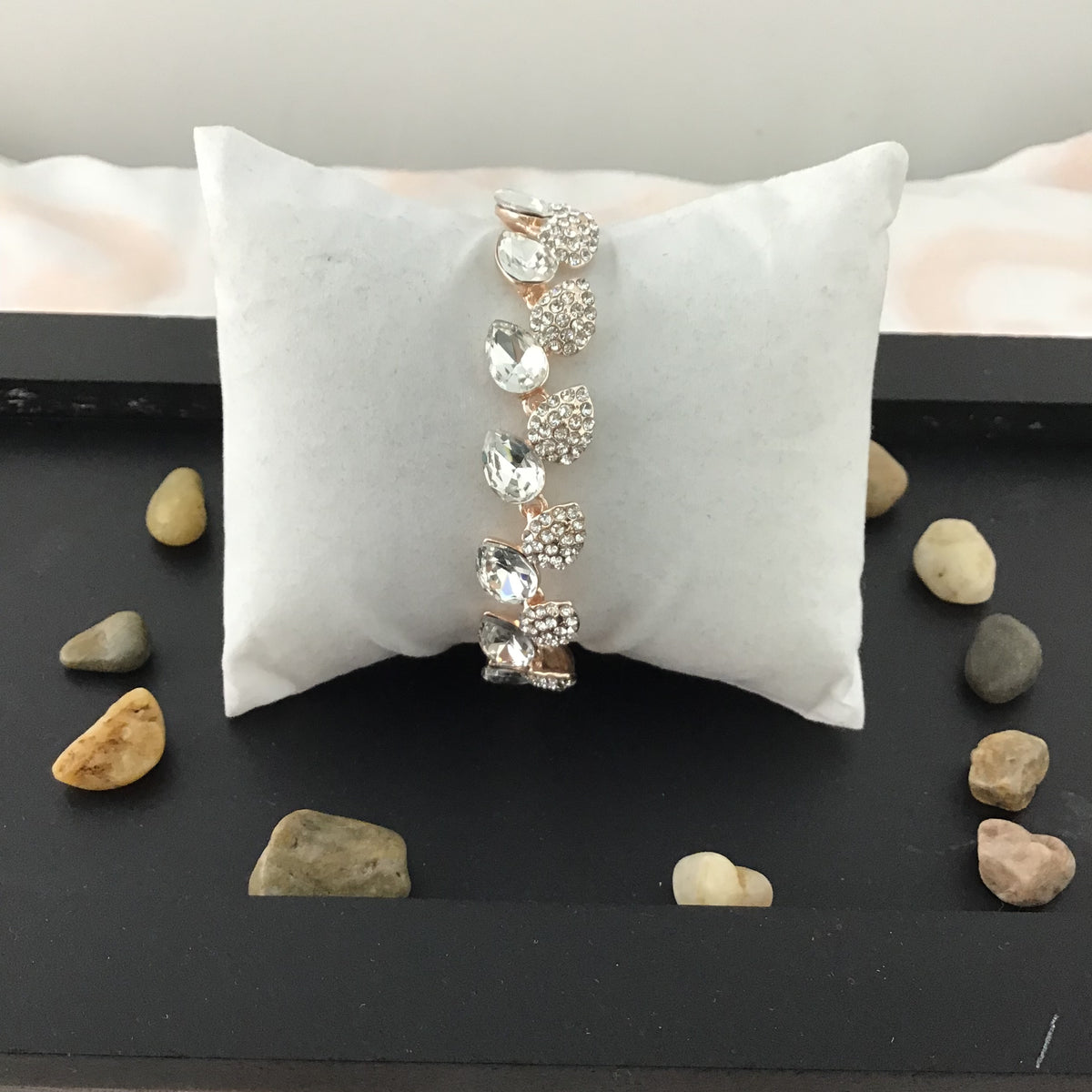 Elegant Leaf Shape Rose Gold Bridal Bracelet | Bellaire Wholesale