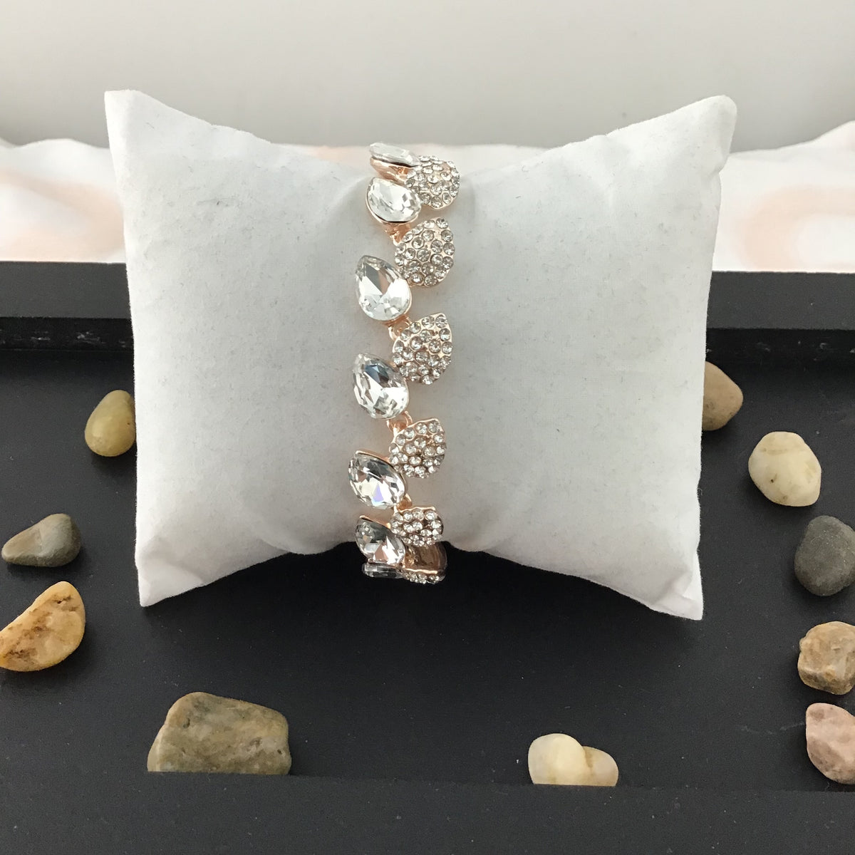 Elegant Leaf Shape Rose Gold Bridal Bracelet | Bellaire Wholesale